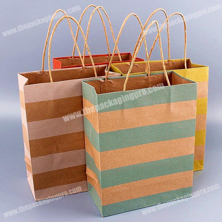 Cheap Simple Color Striped Gift Bag Handbag, Shopping Paper Bag, Kraft Paper Bags Manufacturer Custom