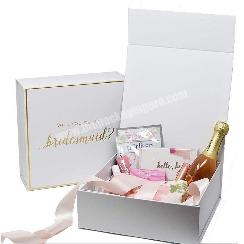 Cheap Wholesale Printed Bridesmaid Gift Box Book Shape Box With Gold Stamping