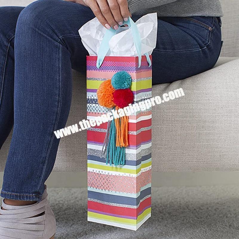 Cheap wholesale tote bag custom printed kraft paper bags gift shopping packaging bags with logos