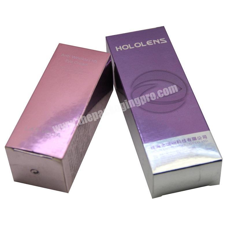 China 2019 Made in china factory custom silver foil stamped 350gsm gloss paper gift cosmetic box for make up product packaging