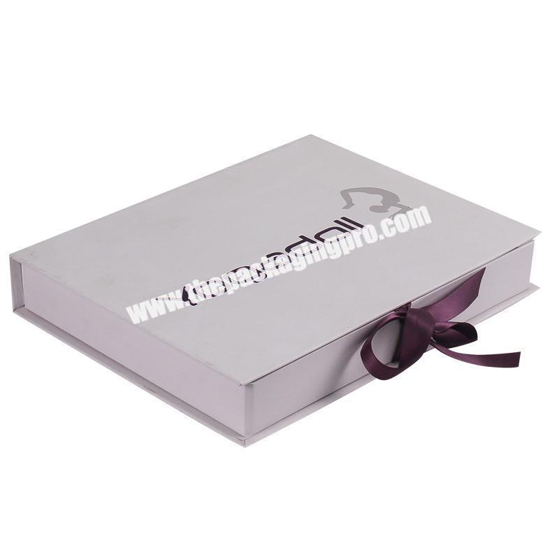 China 2019 wholesale custom greeting card folding foldable paper packaging box package with ribbon closure