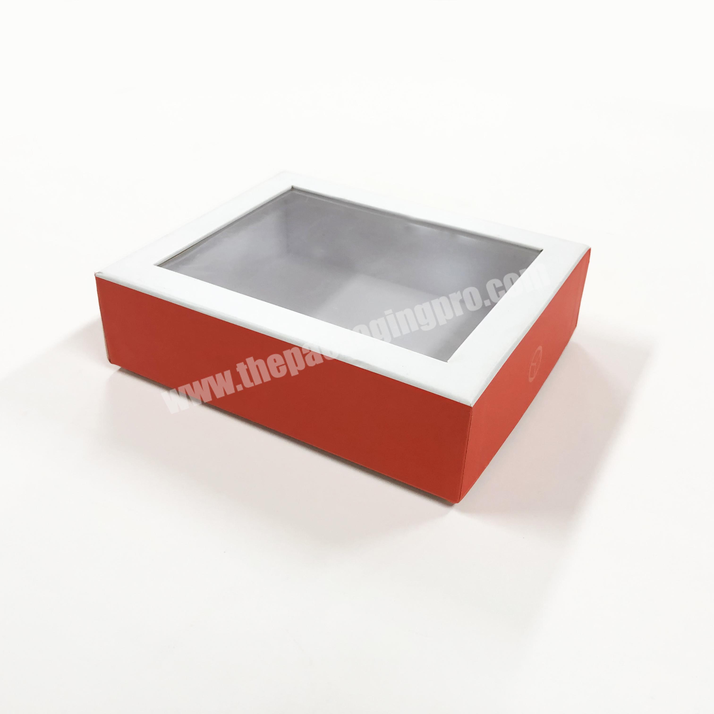 China Custom  Cheap made fashion cardboard  paper gift box with clear pet window lid