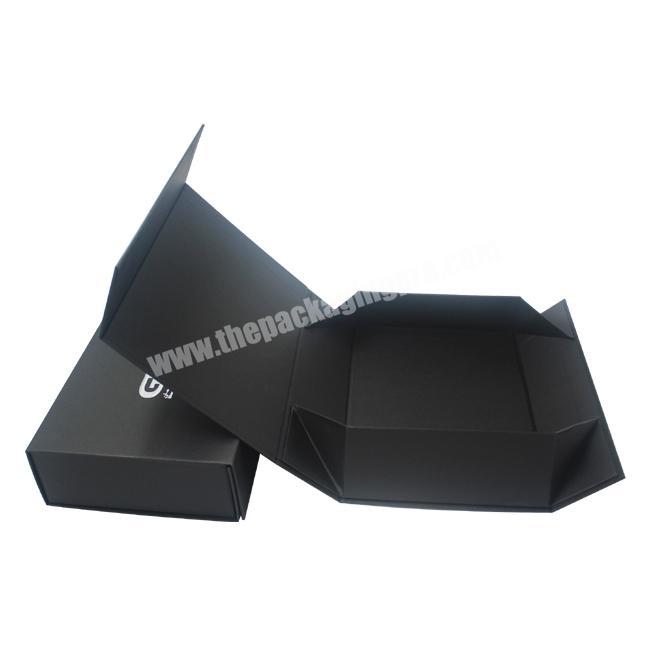 China Custom Logo Recycled Cardboard Packaging Magnetic Closure Black Foldable Paper Gift Boxes Wholesale