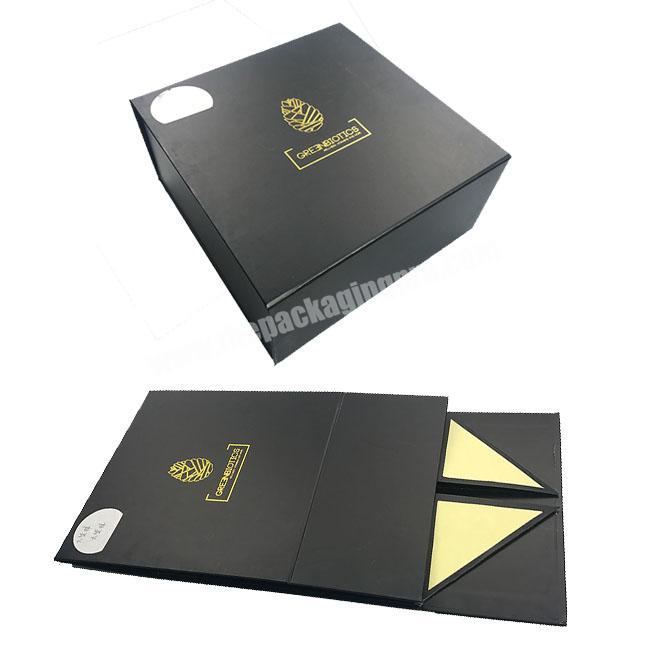 China Custom Luxury Cardboard boxes design your logo Packaging Black Magnetic folding Gift Box