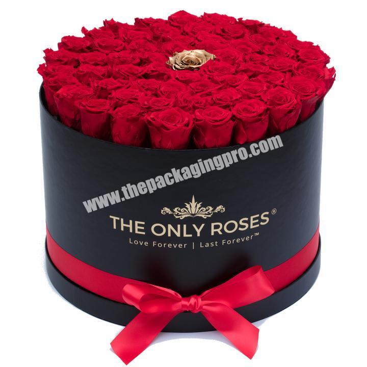 China custom luxury round rose flower cardboard paper gift hat box packaging with custom logo printed for flowers