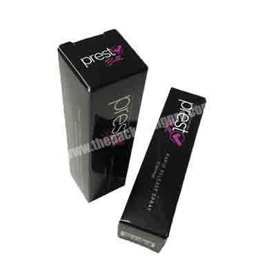 China custom print black gold foil spot uv gloss paper packing cardboard cosmetic  lip balm lipstick lip stick packaging box