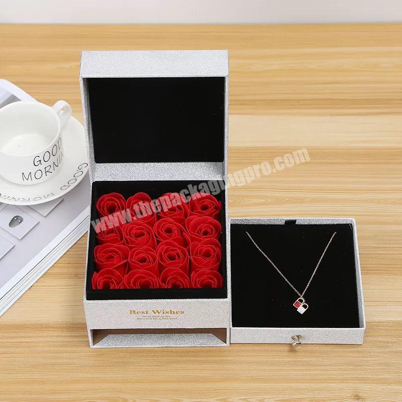 china factory custom accessories jewelry box black gift box luxury black necklace branded  cotton insert jewelry box with window