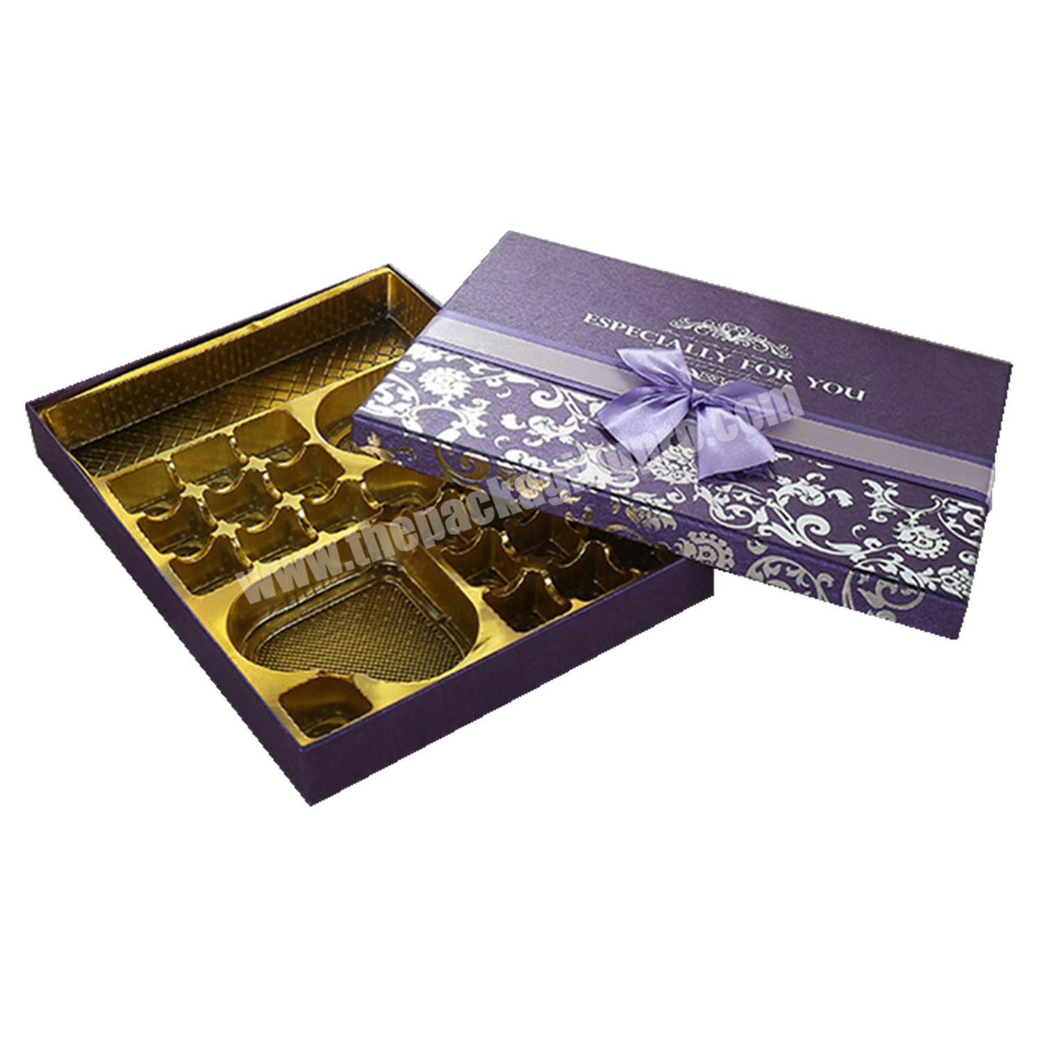 China factory custom handmade luxury Christmas DIY chocolate gift box with ribbon lid