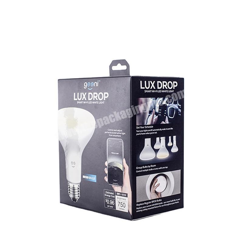 China factory custom LED bulb packaging box color box printing with hook USB data cable packaging mobile power packaging box