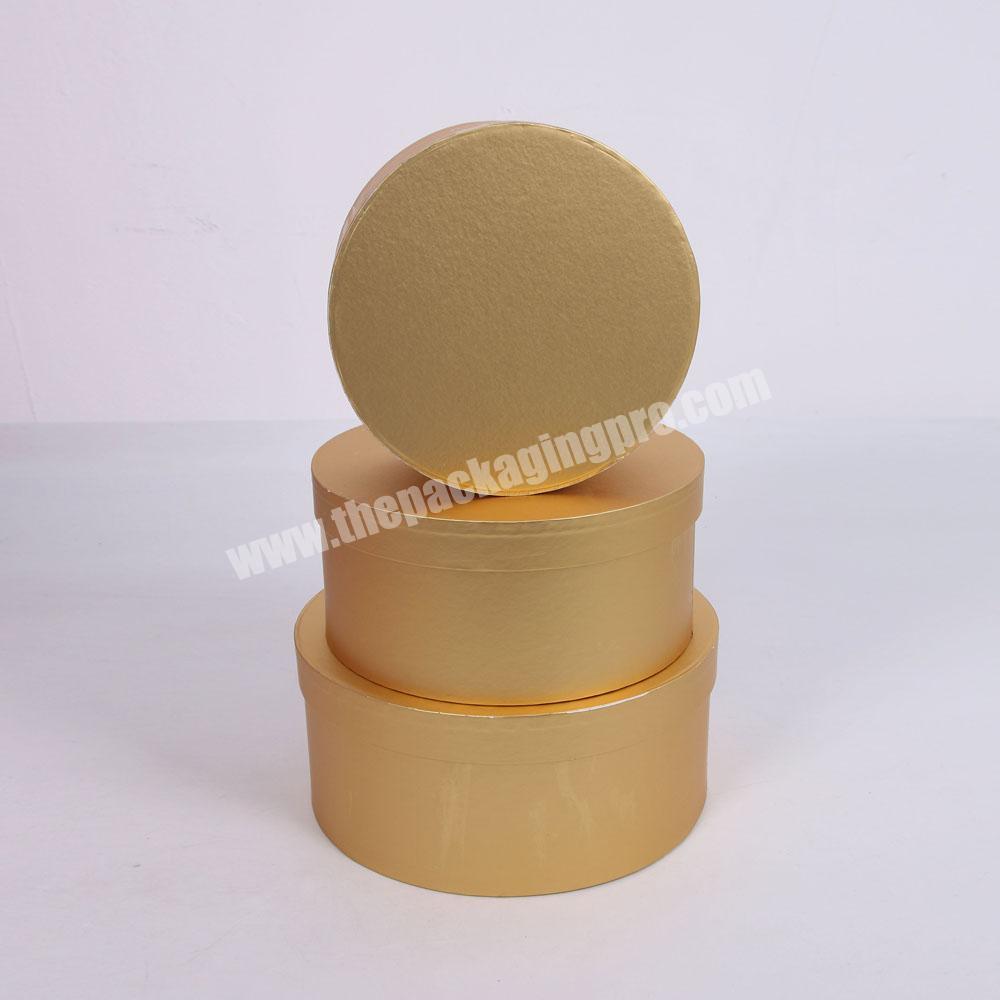 China factory Gold Color Round Bucket Garden Preserved Flower Box Set With Lid