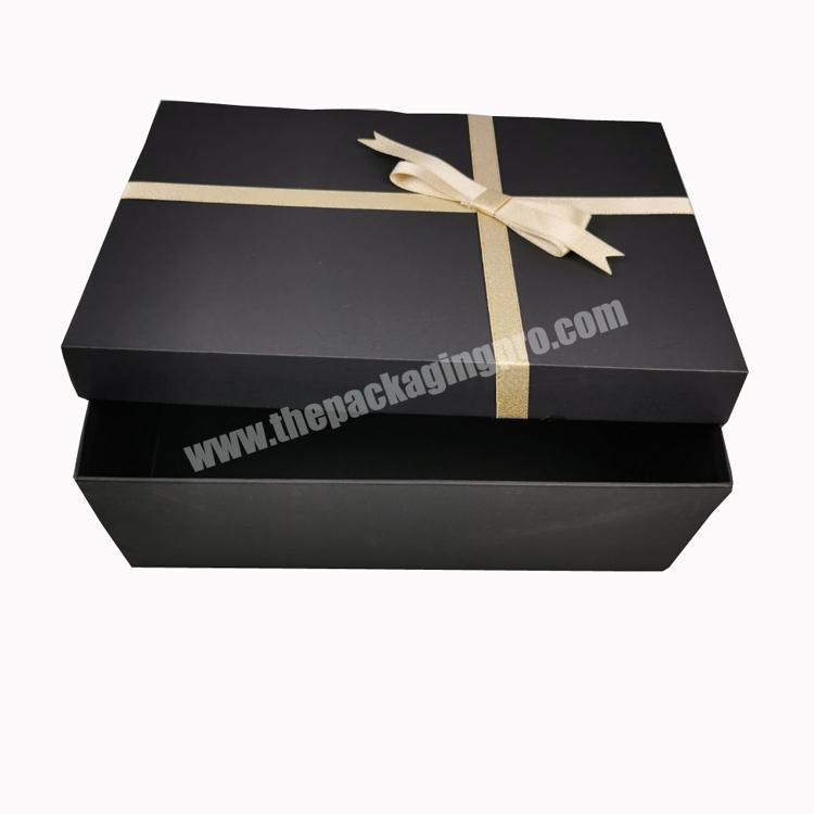 China factory handmade black shoe gift box with ribbon