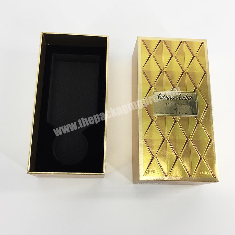 China Factory Luxury Premium Gold Cardboard Velvet perfume paper box with EVA inserts
