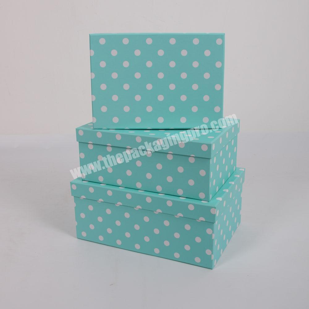 China Factory Of Cardboard Rectangular Storage Boxes With Polka Dot