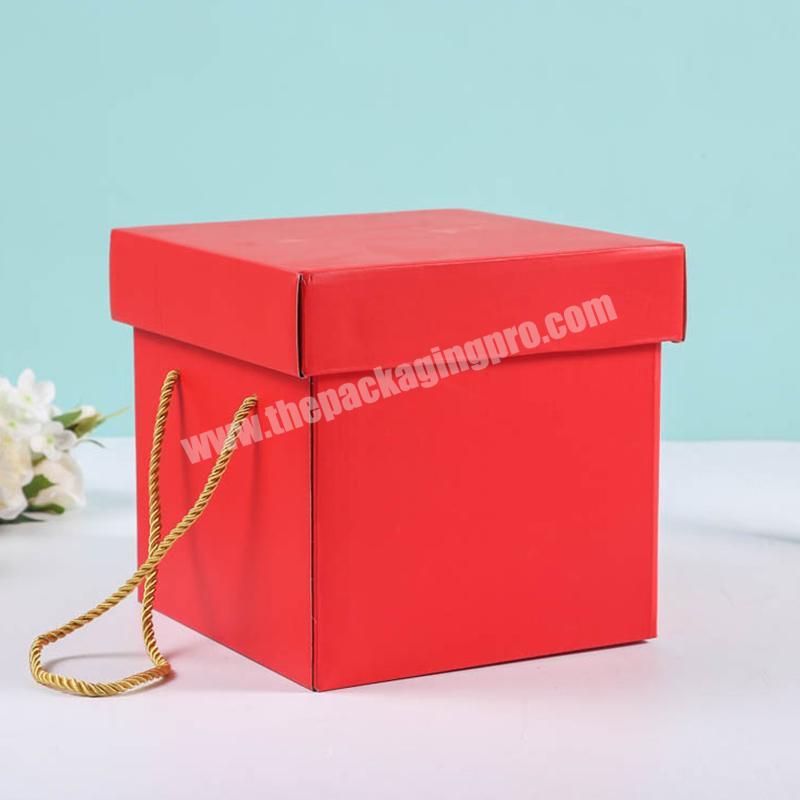 China Factory Removeable lid corrugated gift paper box handle snacks gift corrugated box