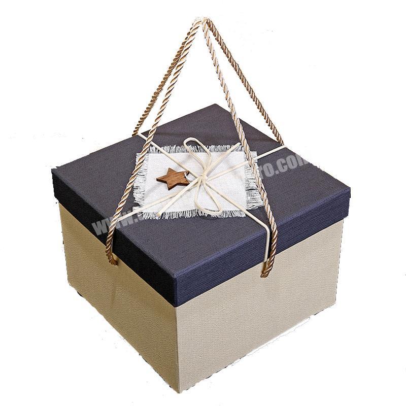 China Factory Super Gift Box Upscale Square Exquisite Bow Gift Box Birthday Removeable Lid Paper Gift Box