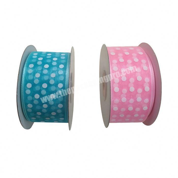 China factory wholesale nylon polka dot printed organza ribbon