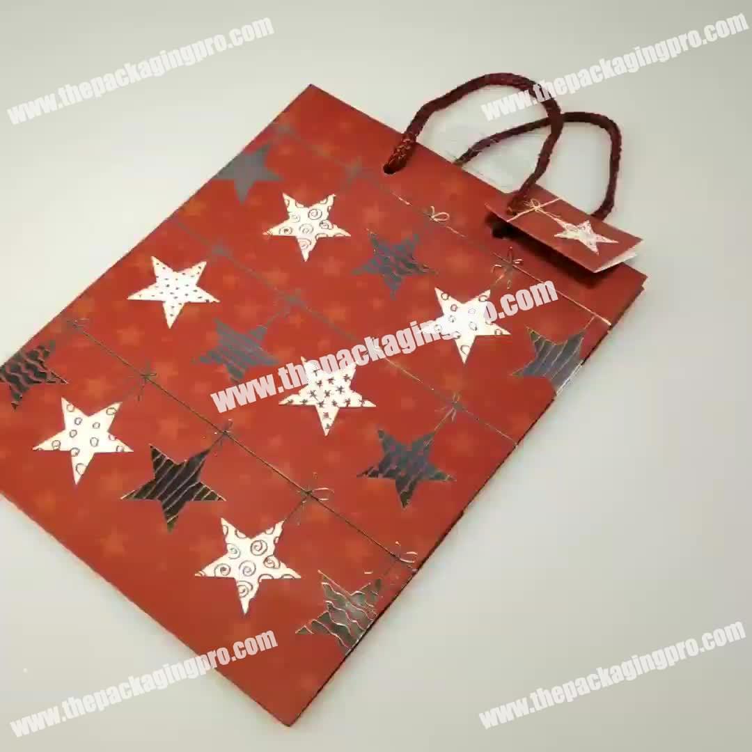 China Made Custom Cheap Holiday Birthday Christmas Gift Paper Bag with Tag