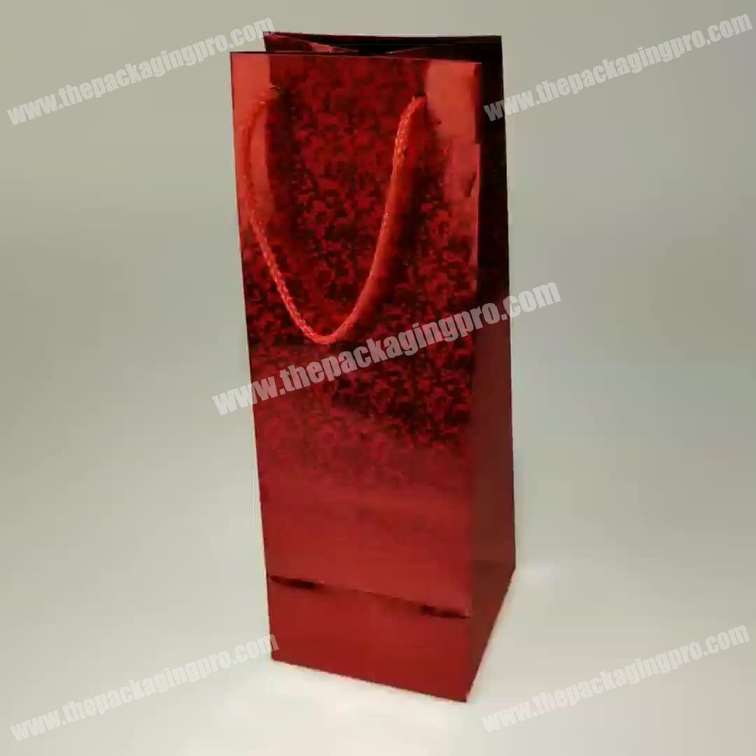 China Made Custom Cheap Holiday Birthday Christmas Gift Red Wine Packaging Paper Bags