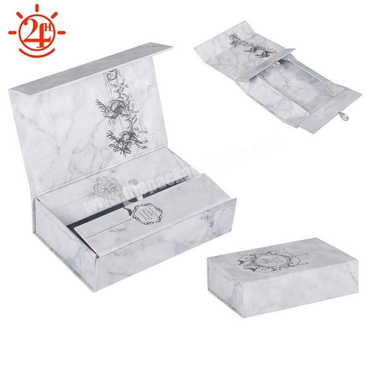China makers customized luxury marble color magnetic foldable cardboard gift boxes