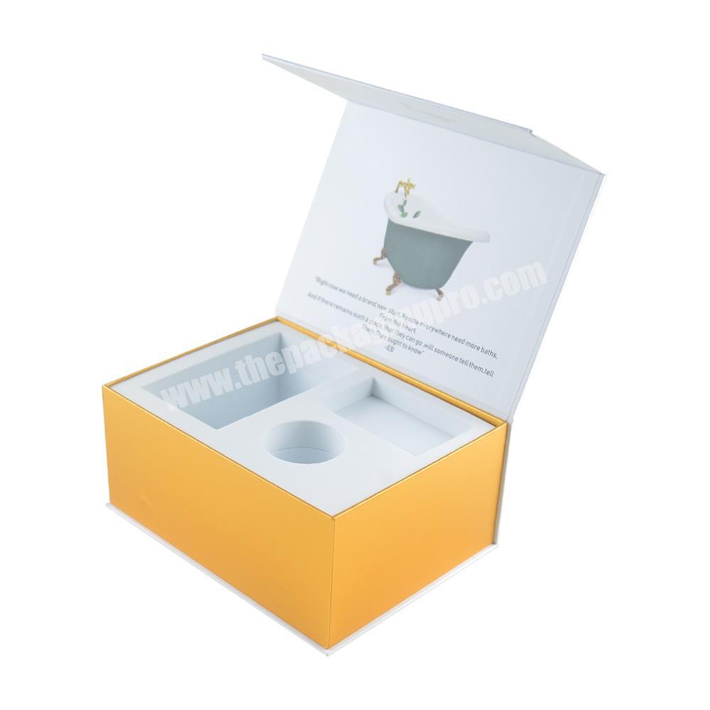 China manufacturer custom logo magnetic cardboard gift lid box with foam for tea set jar bottle packaging