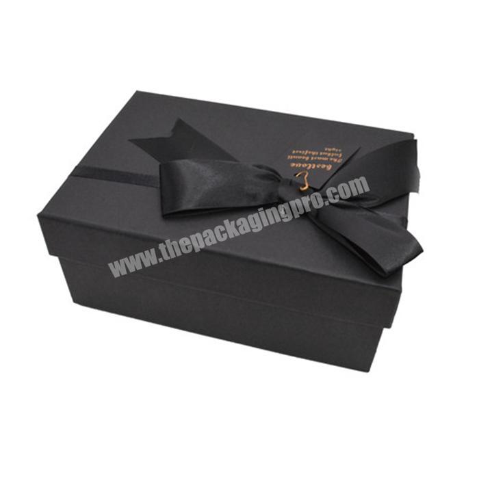 China manufacturer custom logo printing packaging apparel tie gift cardboard box with lid black box for perfume