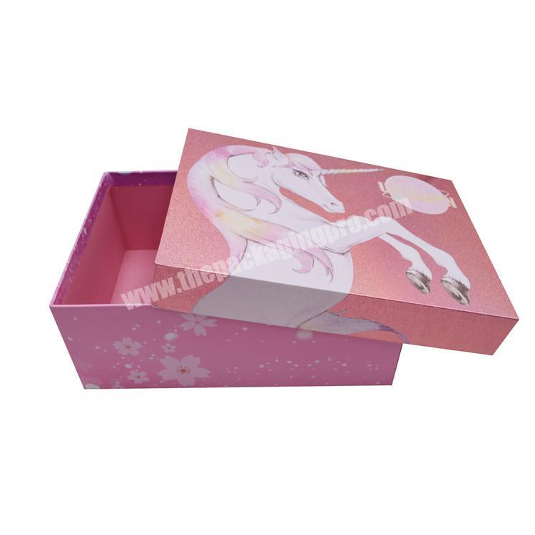 China manufacturer custom packaging kids shoes cardboard box christmas gift toys pink paper packing box
