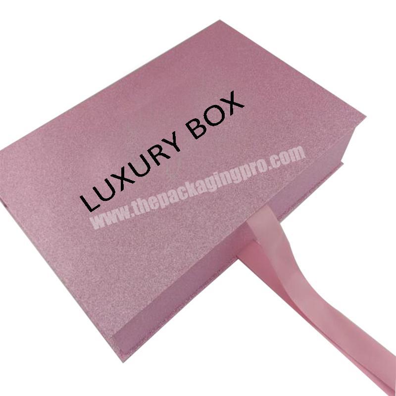 China Manufacturer Customized Logo Luxury Pink Glitter Box For Hair Extensions Wigs