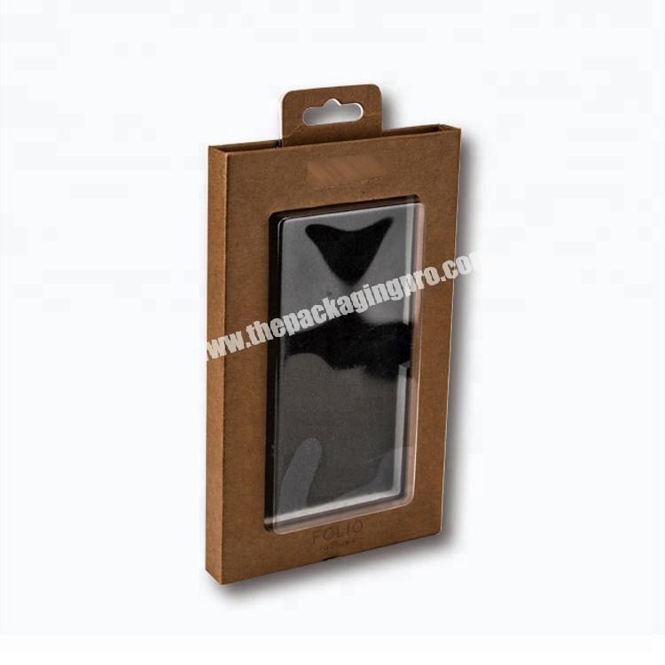 China Manufacturer High Quality Brown Cell Phone Case Paper Packaging Box With Embossed Window