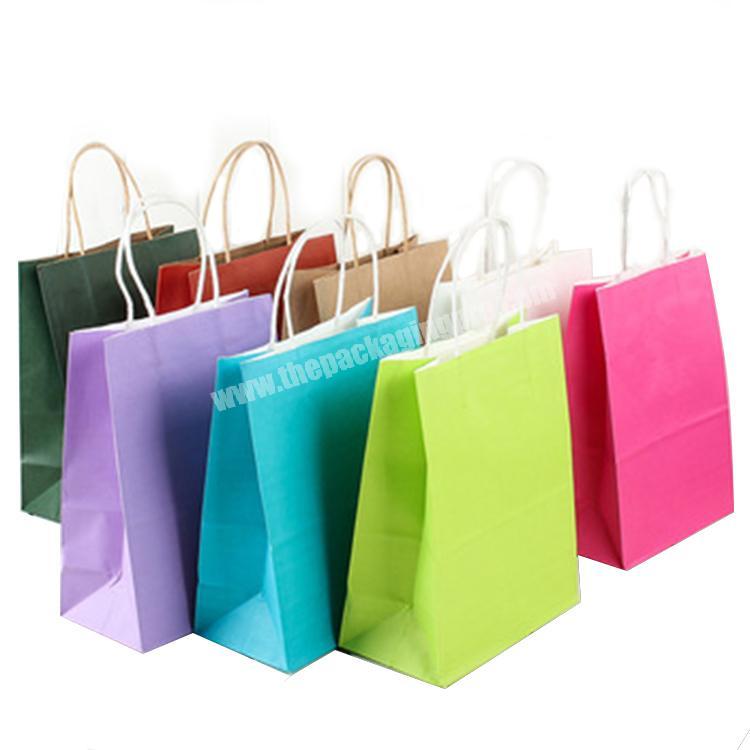 China Manufacturer Hot Sell Recycled Stock Colorful Kraft Paper Gift Bags With Paper Handles