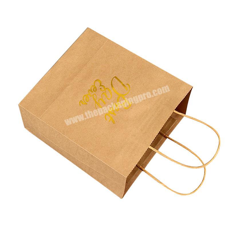 China Manufacturer OEM Custom Craft Paper Bag Full Color Printing Kraft Paper Bag with Logo to be Gold Foil Stamping
