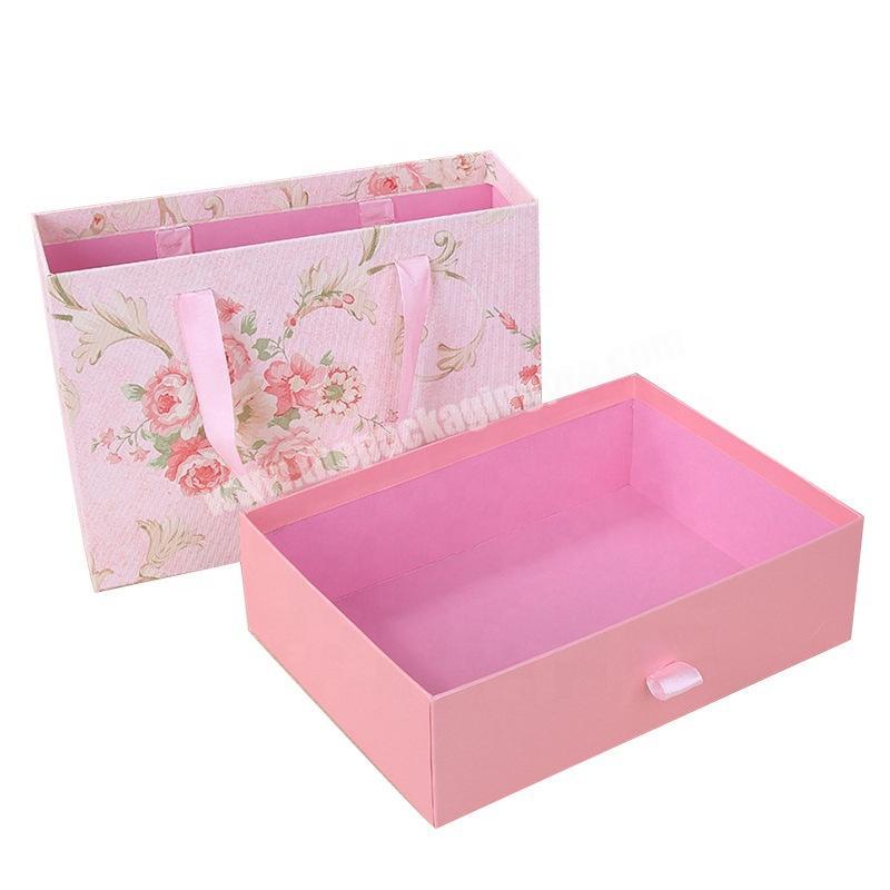 China Manufacturer Top Grade Sliding Drawer Gift Boxes With Ribbon Handle