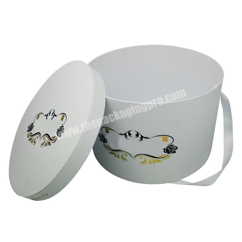 China Manufacturers Printing High Quality Flower Box Glossy, Wholesale Custom White Round Flower Packaging Box