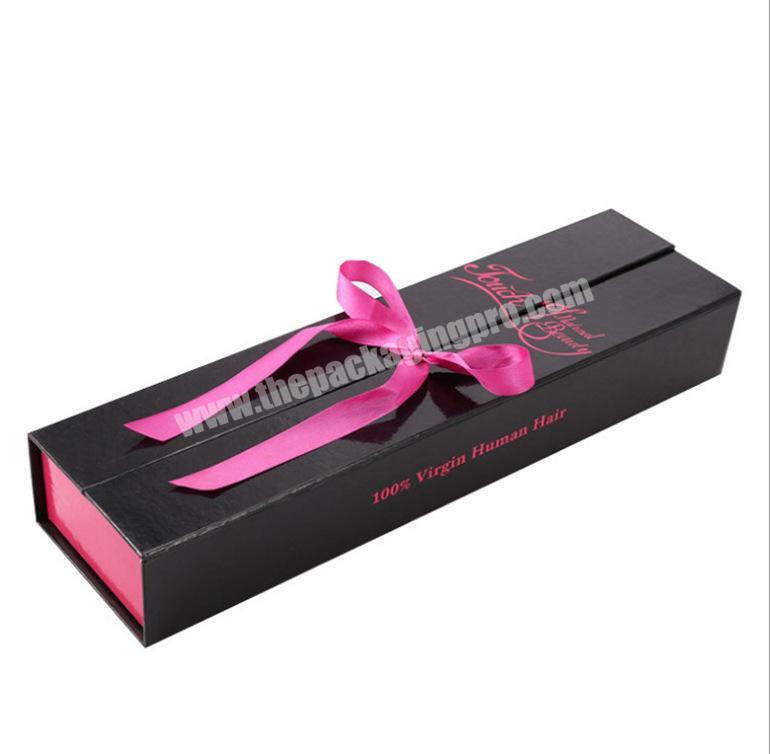 china products supplier cardboard type cosmetic hair extension packaging gift box with ribbon