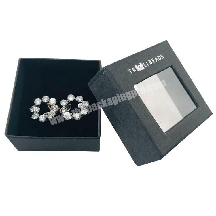 China supplier 2 pieces lid and base jewellery bracelet box with transparent window on top