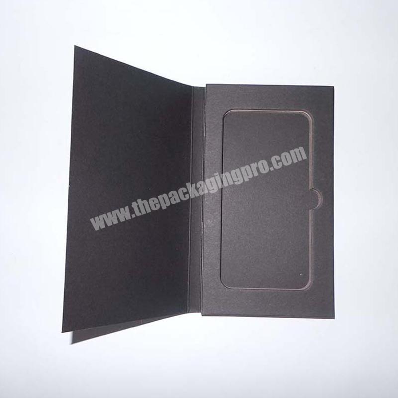 China Supplier Cell phone screen packaging box black color packaging box cheap paper box