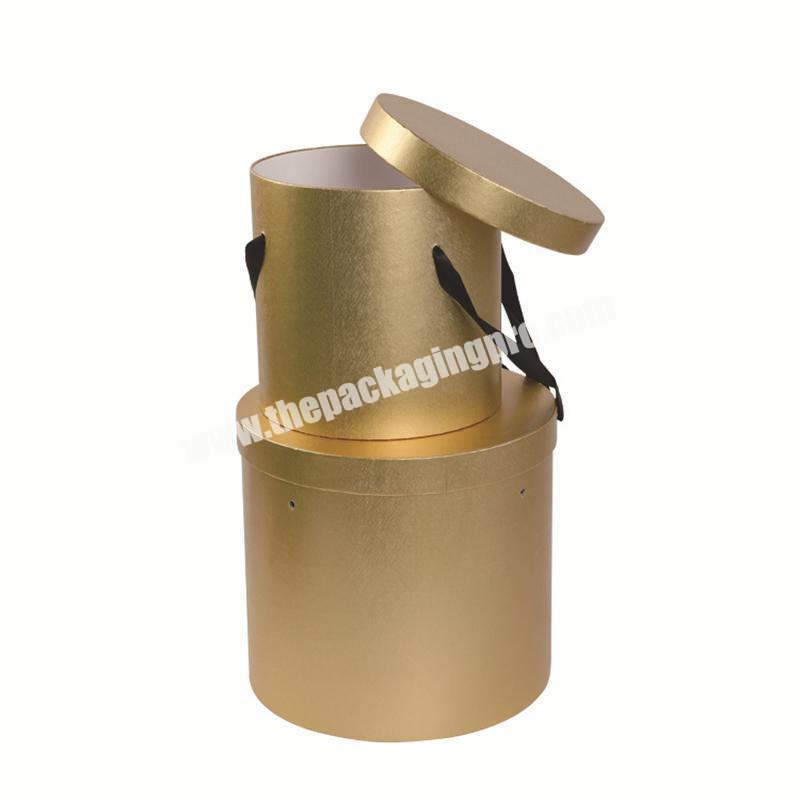 China supplier cylinder customized gold printing recyclable kraft paper rigid cardboard tube packaging with black silk ribbon