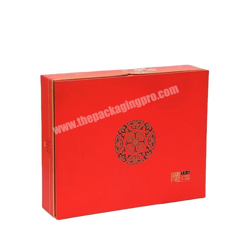 China Supplier Gift paper box with flower printing red color printing rigid cardboard box