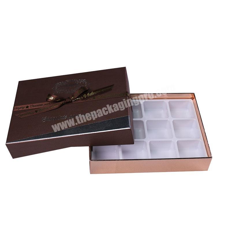 China Wholesale fancy luxuryl foldable gift candy sweets chocolate bar packaging box with tray with gold foil hot stamping