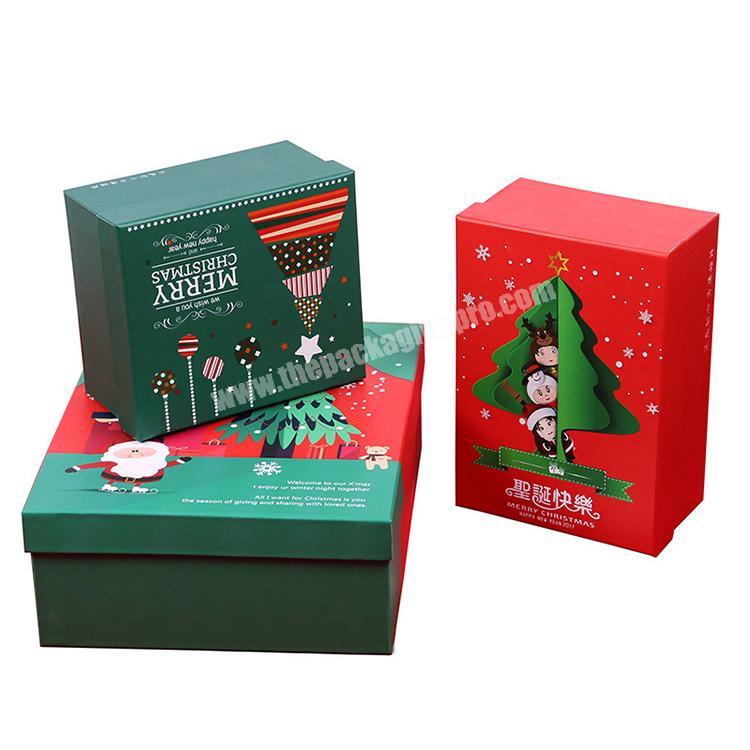 China wholesale high quality custom made gift cardboard hardcover Christmas gift box with lid