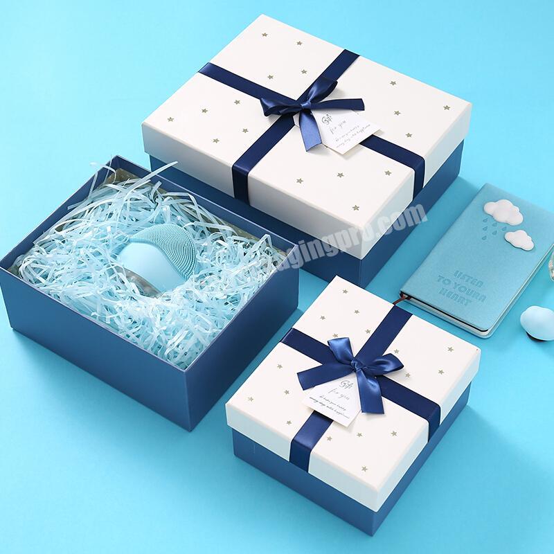 Chinese Factory Best Price Face Washing Equipment Clothes Packaging Box Ribbon Bow Custom Made Boxes With Start Printed