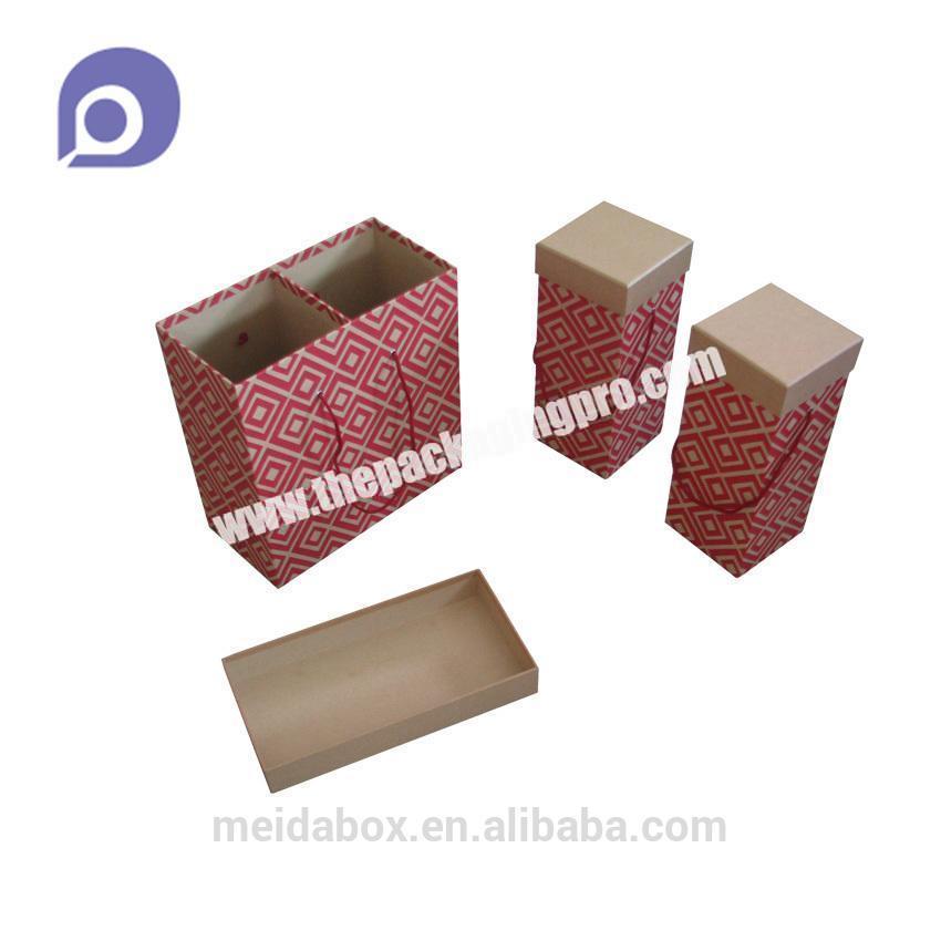 Chinese paper cardboard wine bottle gift box with lid