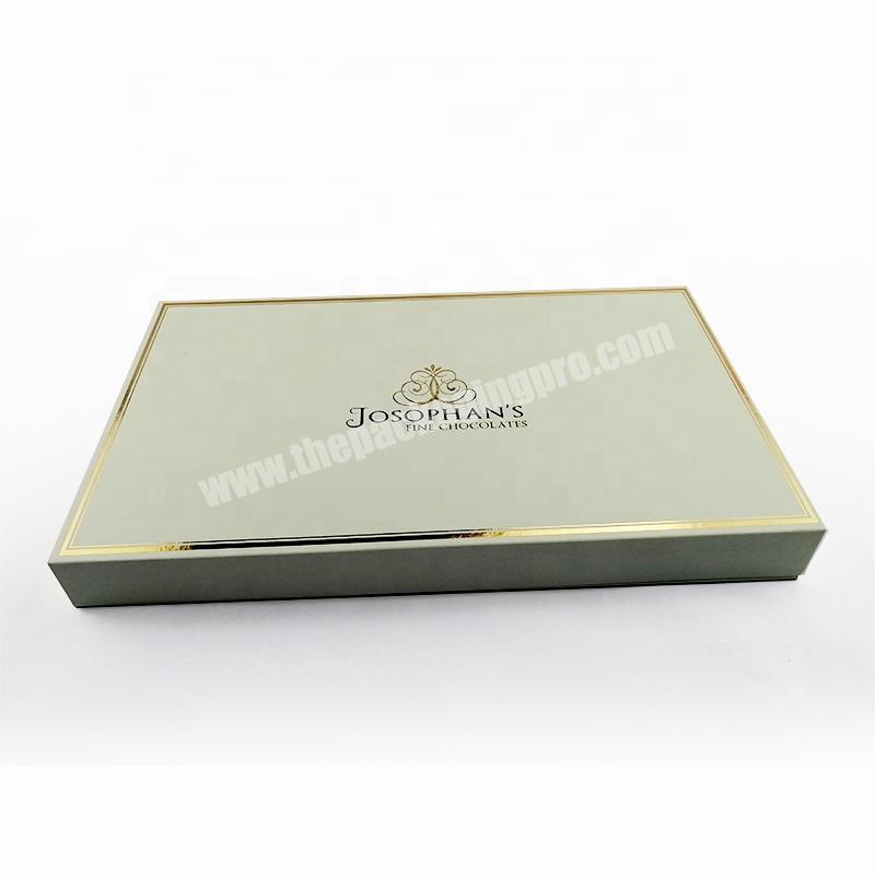 Chinese Supplier Luxury Custom Golden Foil Stamping Logo Printed Coated Packaging Paper Gift Box with Bag For Chocolate