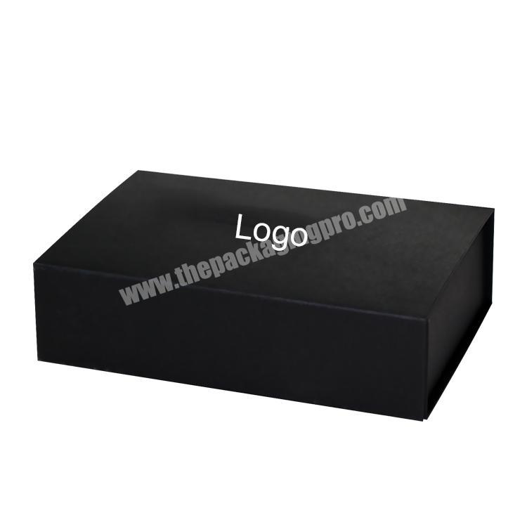 Chinese supply custom logo matte black fold gift box magnetic closure box