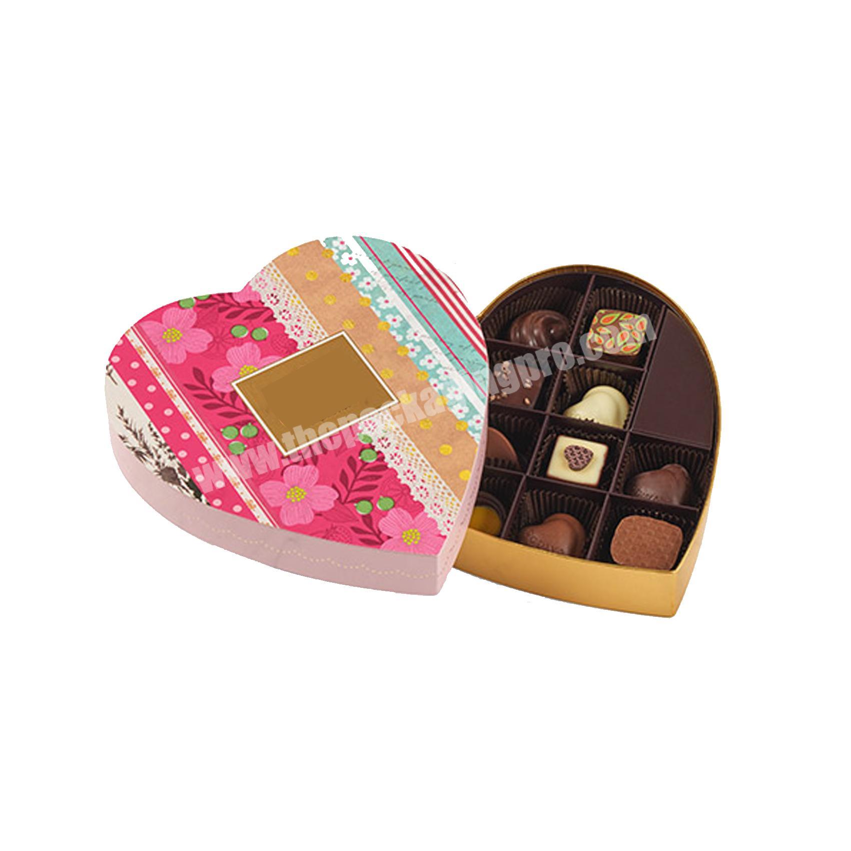 Chocolate 2019 heart shape color printing custom paper valentine's day gift box