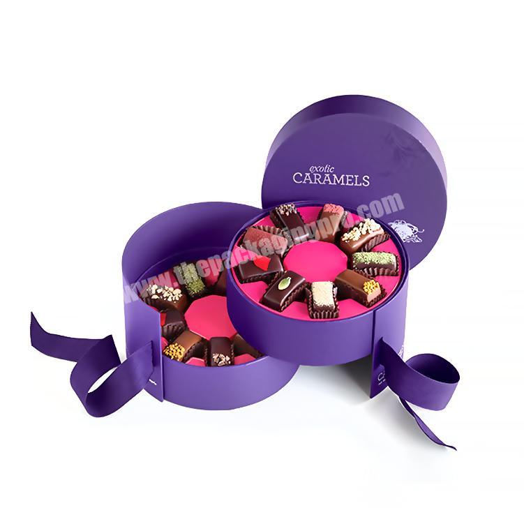 Chocolate round box 2 layer&4 layer chocolate packaging box chocolate bonbons packaging box with ribbon