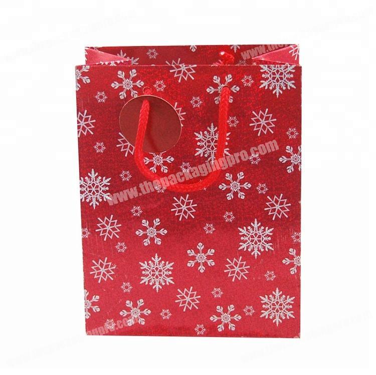 Christmas Decorative Red Paper Bag With Ribbon Handle
