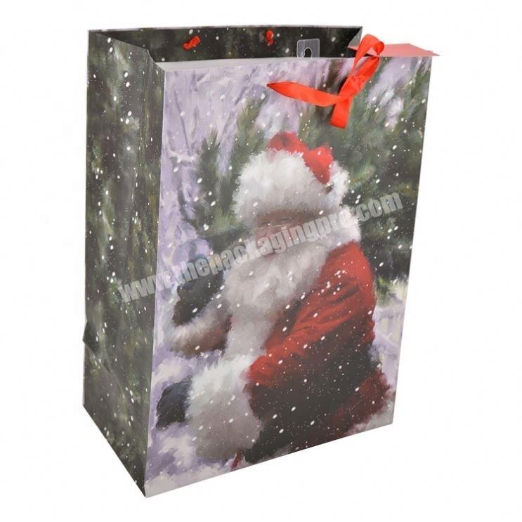 Christmas gift paper bag folding shopping paper bags by china supplier