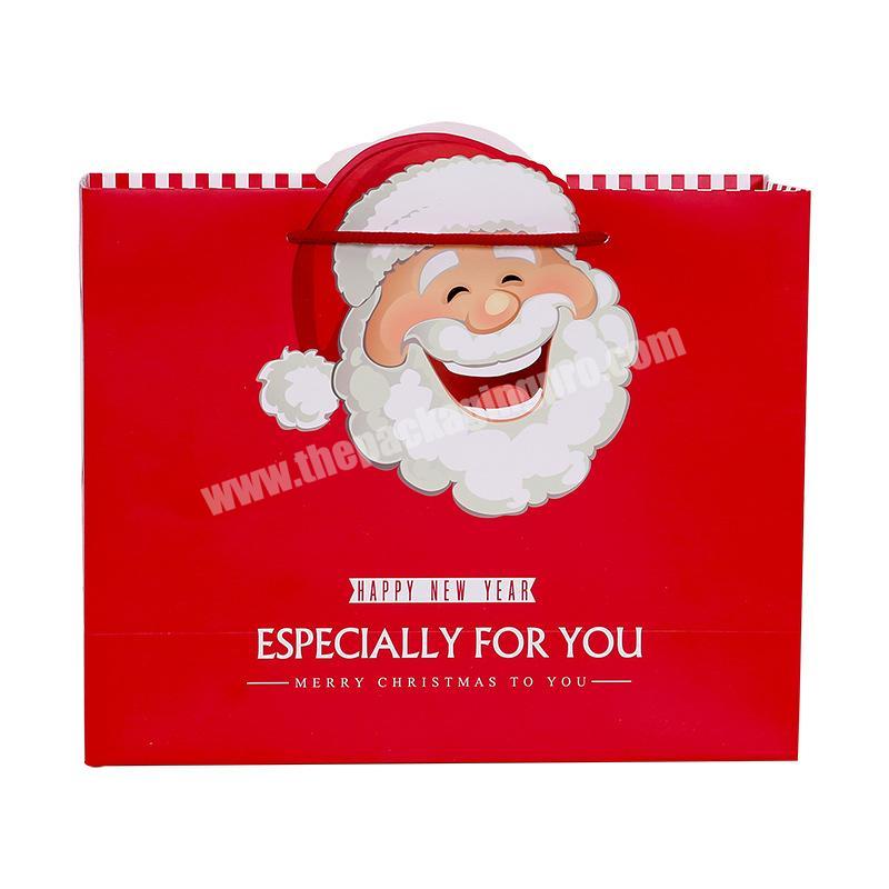 Christmas Paper Packaging Manufacturer Red Paper Christmas gift Bags with Red Handle