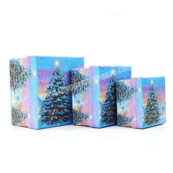Christmas Three Printing Rigid Gift Box With Lid