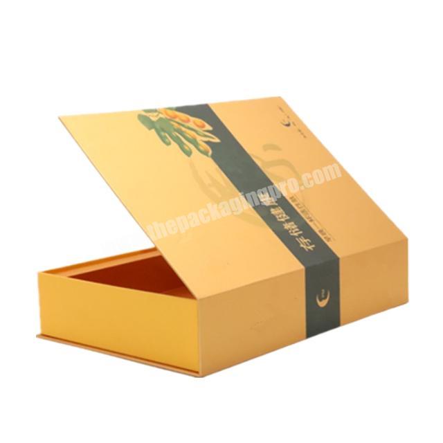 clamshell cardboard box book shape packaging boxes with ribbon for tea
